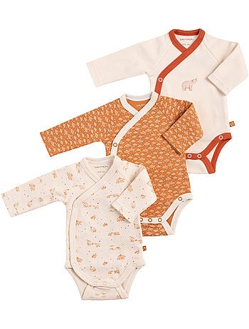 Bodies bébé croisés à manches longues Lot de 3 - SAUTHON