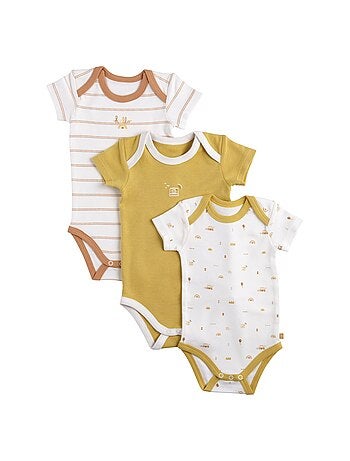 Bodies bébé en coton à manches courtes lot de 3 - SAUTHON