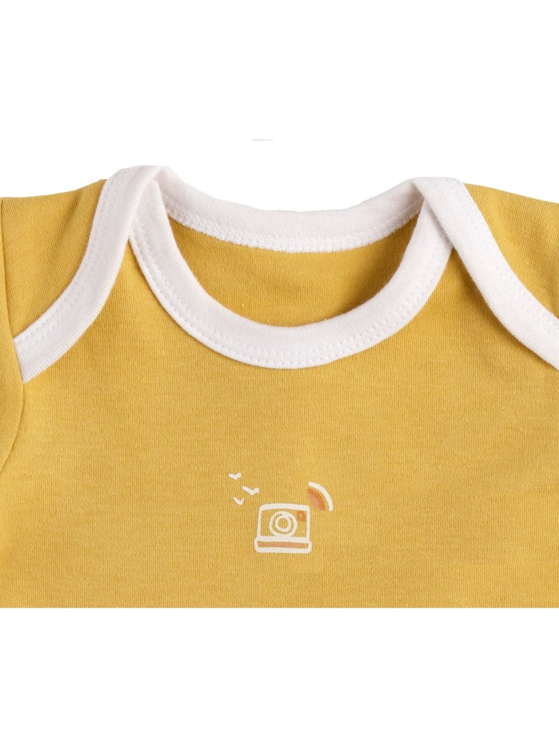 Bodies bébé en coton à manches courtes lot de 3 - SAUTHON Blanc Jaune - Kiabi