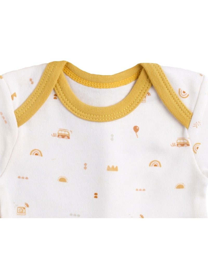 Bodies bébé en coton à manches courtes lot de 3 - SAUTHON Blanc Jaune - Kiabi