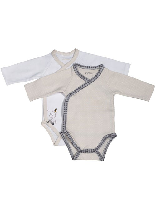 Bodies bébé en coton à manches longues lot de 2 - SAUTHON - Kiabi