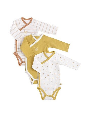 Bodies bébé en coton à manches longues lot de 3 - SAUTHON