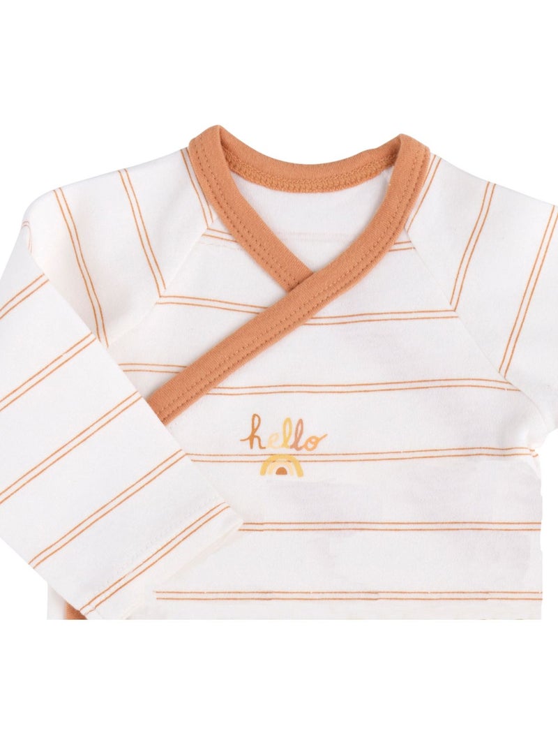 Bodies bébé en coton à manches longues lot de 3 - SAUTHON Blanc Jaune - Kiabi