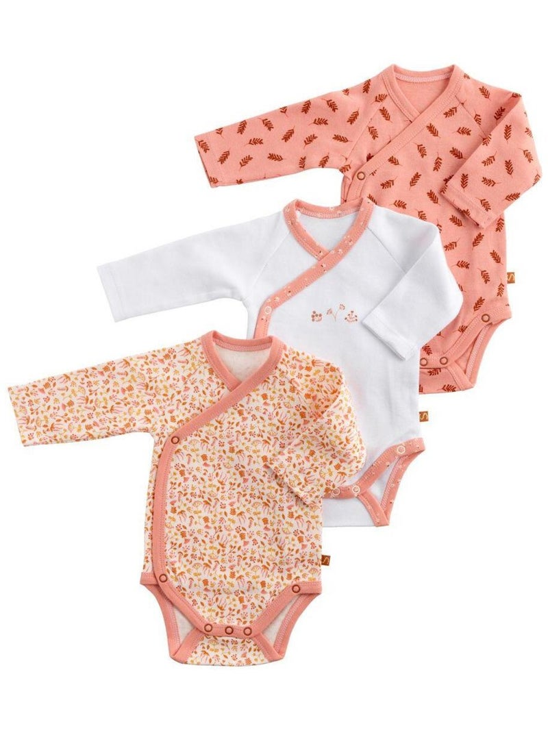 Bodies bébé Lot de 3 - SAUTHON Blanc Rose - Kiabi