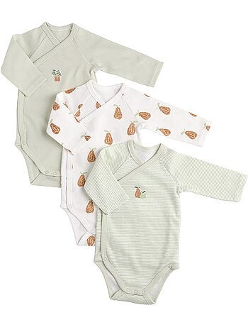 Bodies bébé manches longues en coton lot de 3 - SAUTHON