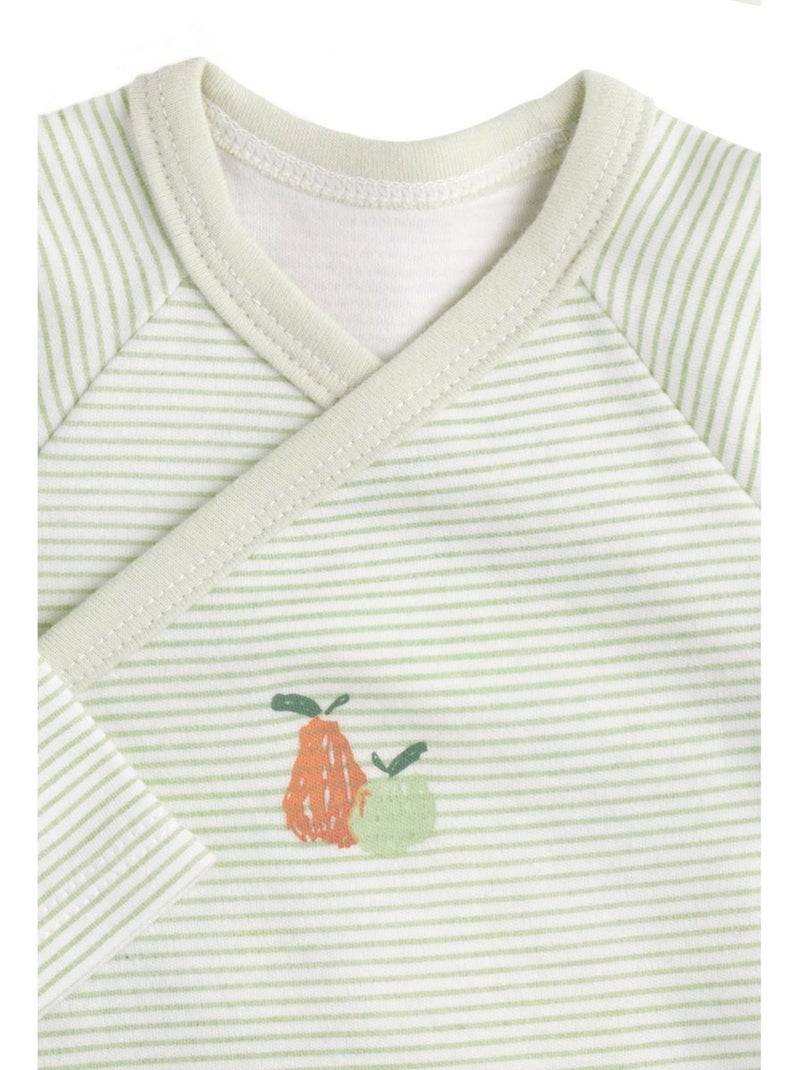 Bodies bébé manches longues en coton lot de 3 - SAUTHON Blanc Vert - Kiabi
