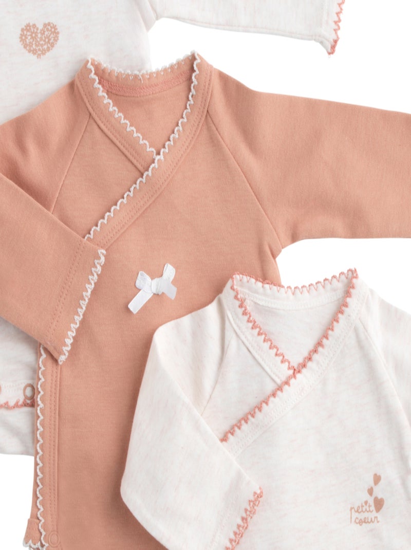 Bodies bébé manches longues en coton lot de 3 - SAUTHON Rose - Kiabi