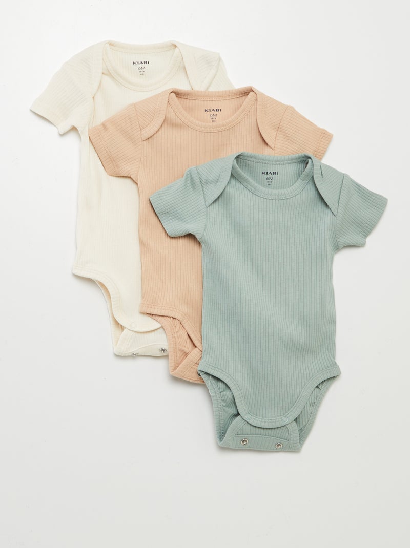 Bodies en maille unie - Lot de 3 Beige - Kiabi