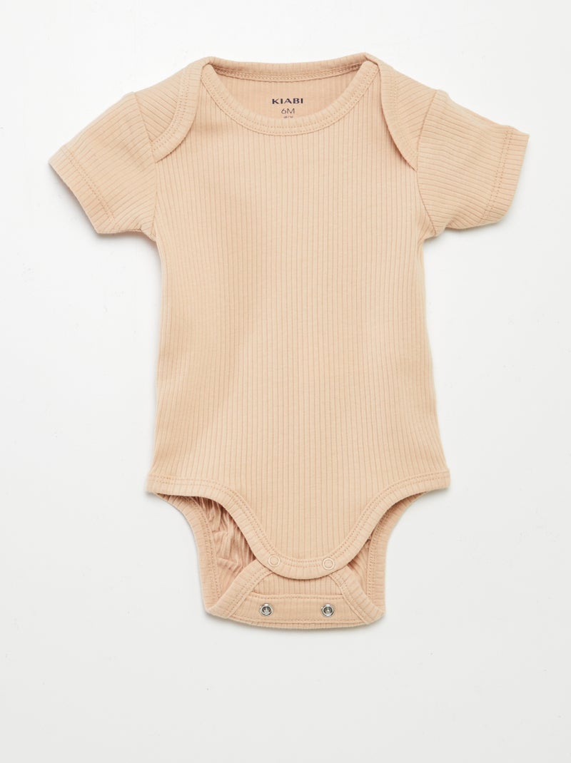 Bodies évolutif en maille unie - Lot de 3 Beige - Kiabi