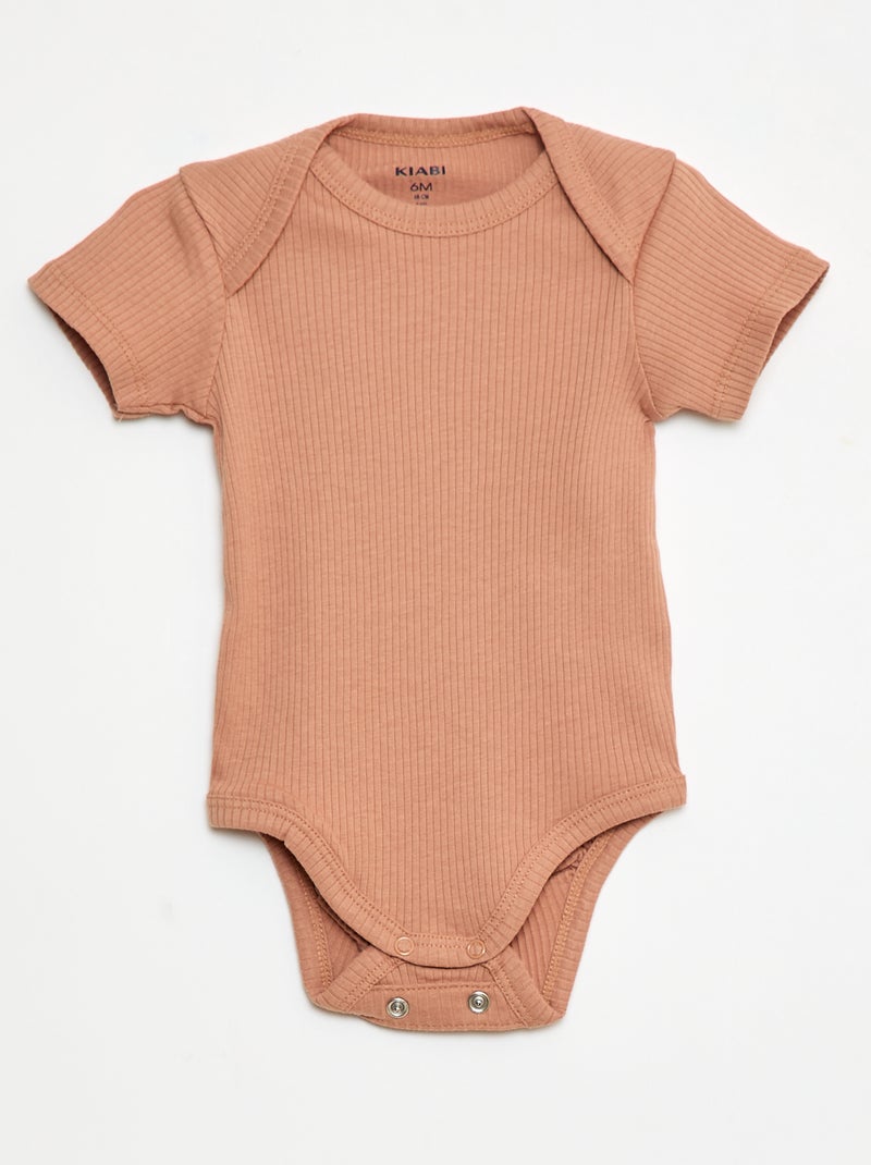Bodies évolutif en maille unie - Lot de 3 Beige - Kiabi