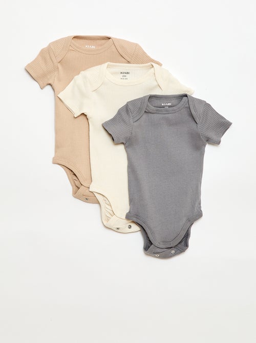 Bodies évolutif en maille unie - Lot de 3 - Kiabi
