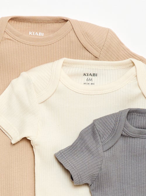 Bodies évolutif en maille unie - Lot de 3 - Kiabi