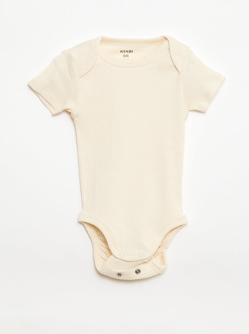 Bodies évolutif en maille unie - Lot de 3 Beige - Kiabi