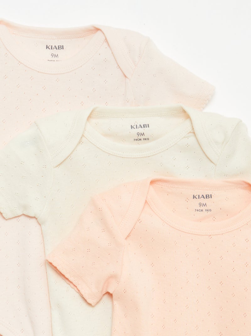 Bodies évolutif en maille unie - Lot de 3 Orange - Kiabi