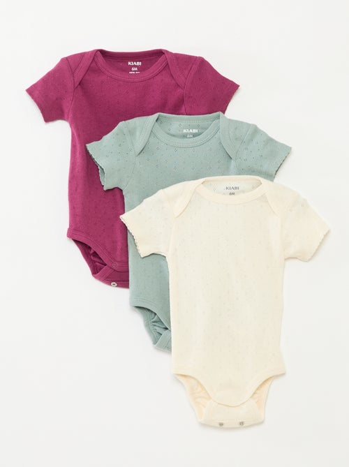 Bodies évolutif en maille unie - Lot de 3 - Kiabi