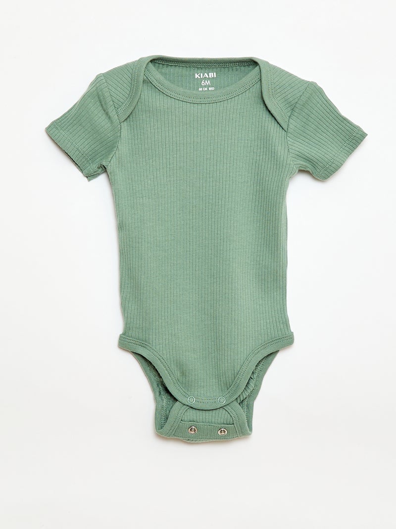 Bodies évolutif en maille unie - Lot de 3 Vert - Kiabi