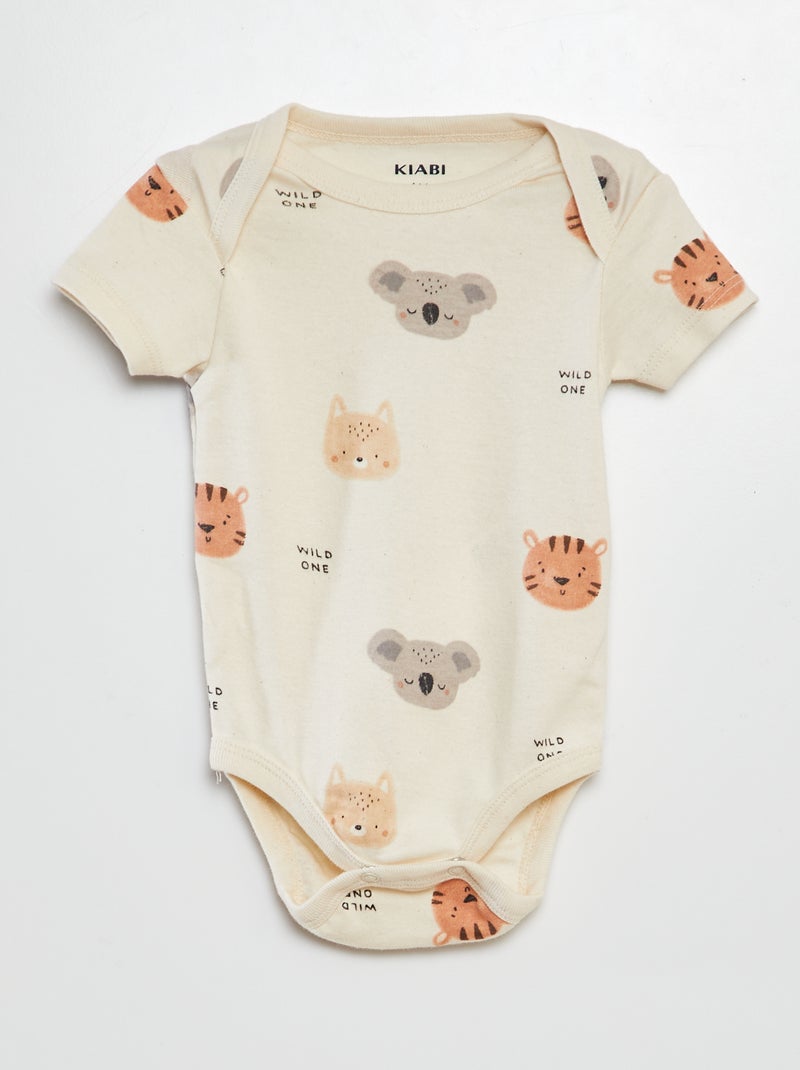 Bodies imprimés en coton - lot de 3 BLANC - Kiabi