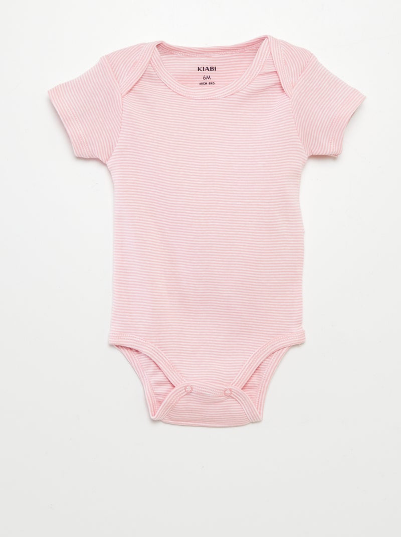 Bodies imprimés en coton - lot de 3 Blanc/rose - Kiabi