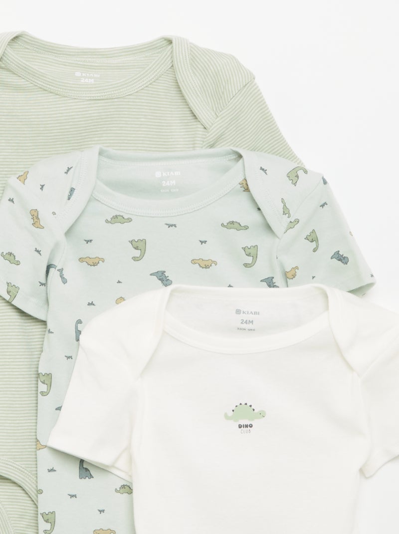 Bodies imprimés en coton - lot de 3 Bleu - Kiabi