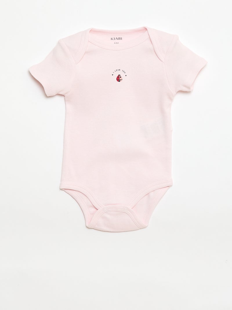 Bodies imprimés en coton - lot de 3 Rose - Kiabi