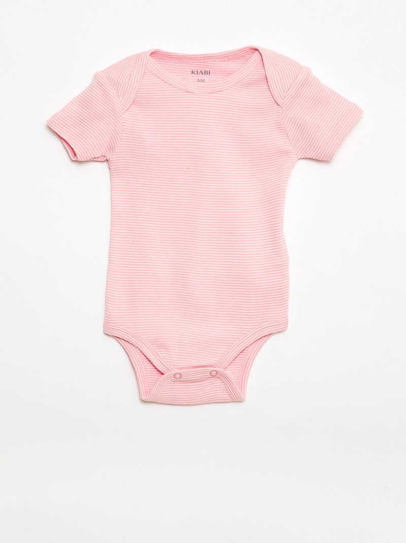 Bodies imprimés en coton - lot de 3 Rose - Kiabi