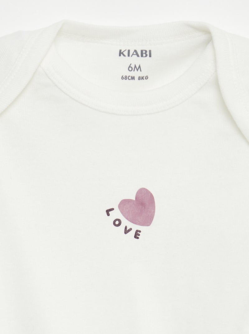 Bodies imprimés en coton - lot de 3 Violet - Kiabi