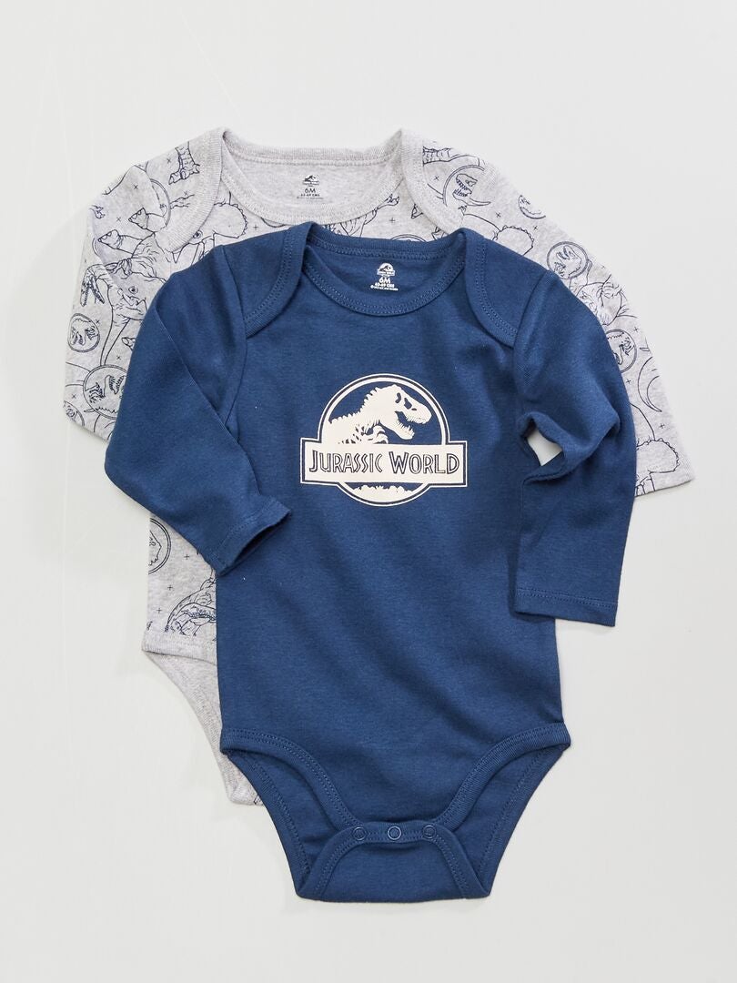 Bodies 'Jurassic World' en jersey - 2 pièces Gris/bleu - Kiabi
