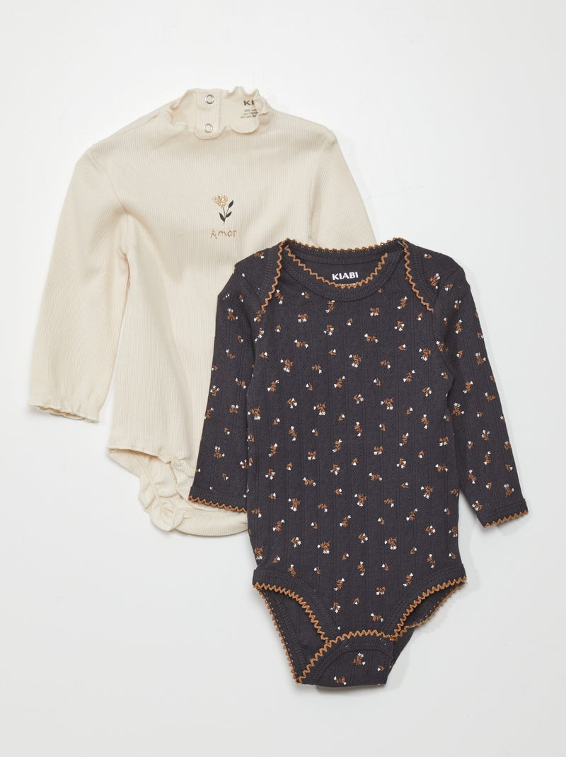Bodies pur coton Noir/Ecru - Kiabi