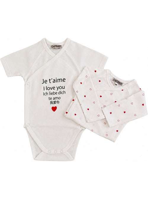 Bodies x2 bébé manches courtes "LOVE" Les Chatounets - Kiabi Bodies x2 bébé manches courtes "LOVE" Les Chatounets - Kiabi