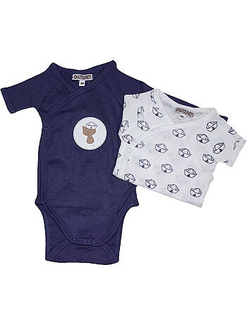 Bodies x2 bébé manches courtes "MARIN" Les Chatounets