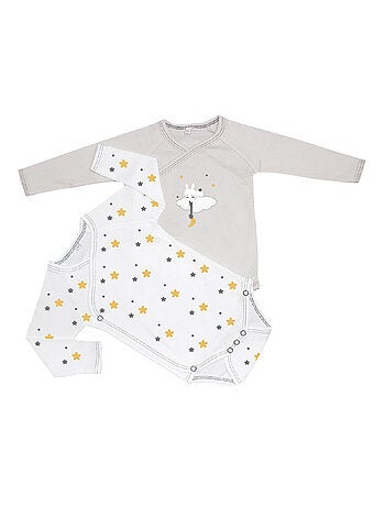 Bodies x2 bébé manches longues "LAPIN" Les Chatounets