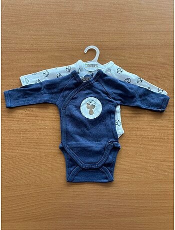 Bodies x2 bébé manches longues "MARIN" Les Chatounets
