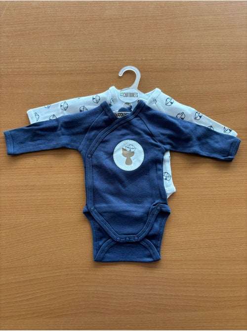 Bodies x2 bébé manches longues "MARIN" Les Chatounets - Kiabi