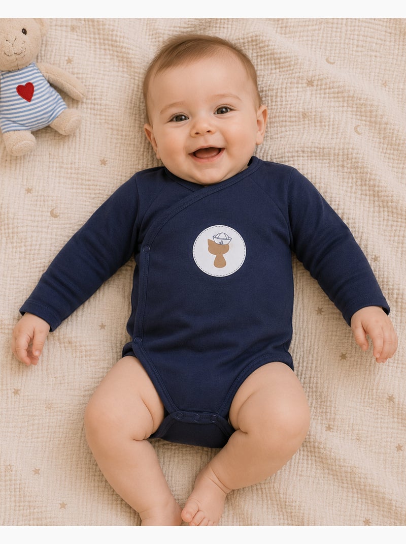 Bodies x2 bébé manches longues "MARIN" Les Chatounets Bleu - Kiabi