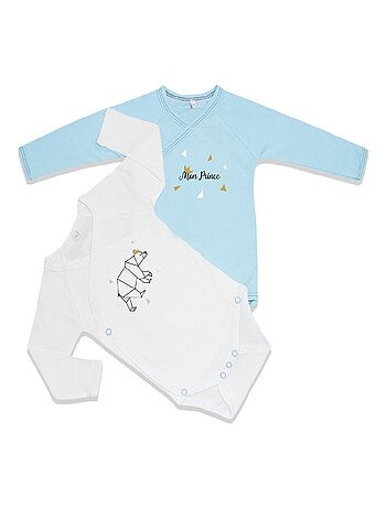 Bodies x2 bébé manches longues "MON PRINCE" Les Chatounets