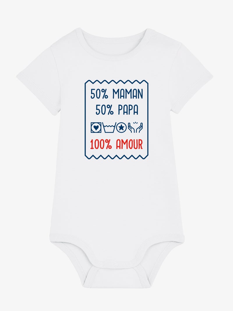 Body - 50% MAMAN 50% PAPA 100% AMOUR Blanc - Kiabi