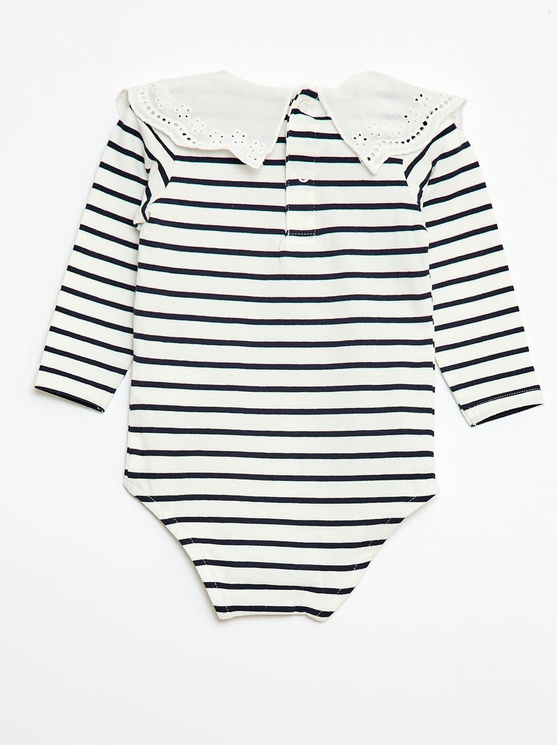 Body à col claudine Blanc - Kiabi