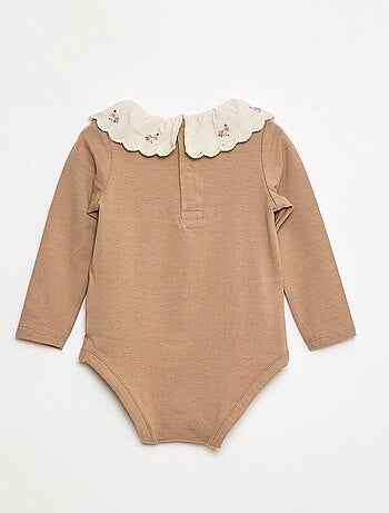 Body à col fantaisie brodé en coton