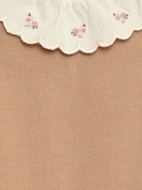 Body à col fantaisie brodé en coton - Kiabi