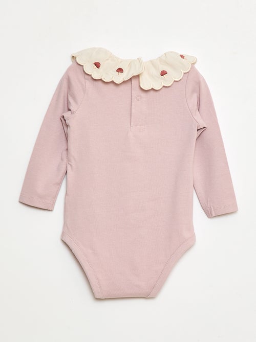 Body à col fantaisie brodé en coton - Kiabi
