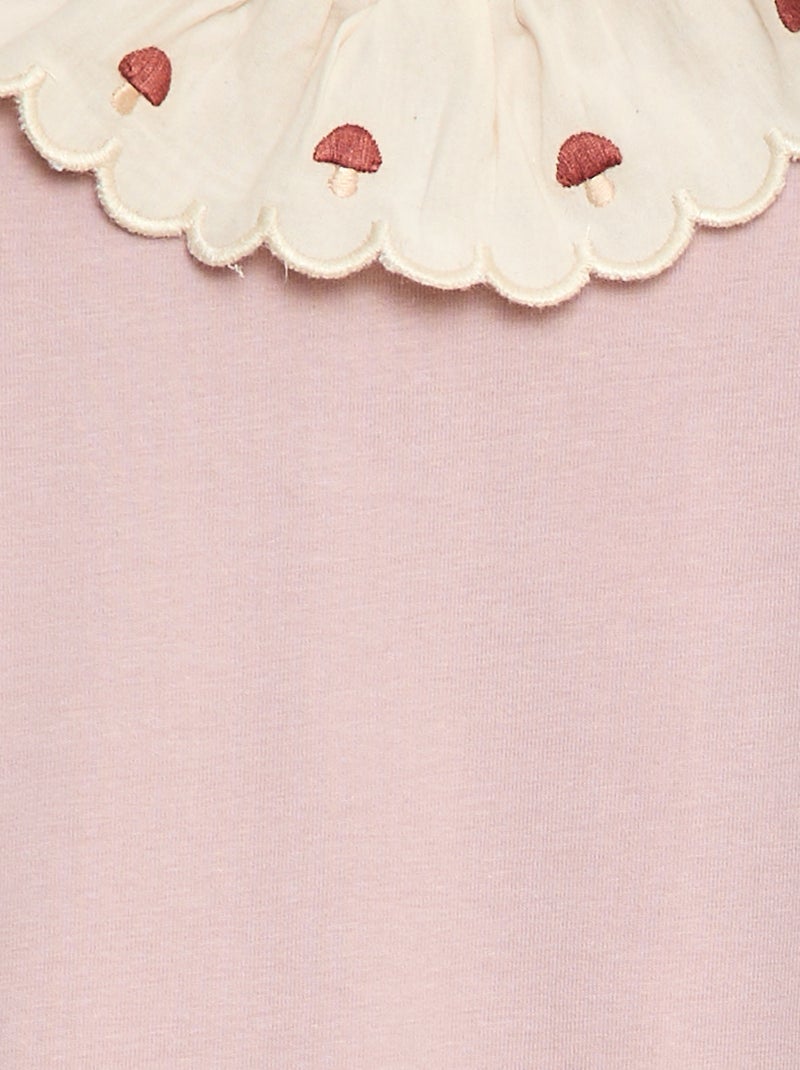 Body à col fantaisie brodé en coton Violet - Kiabi