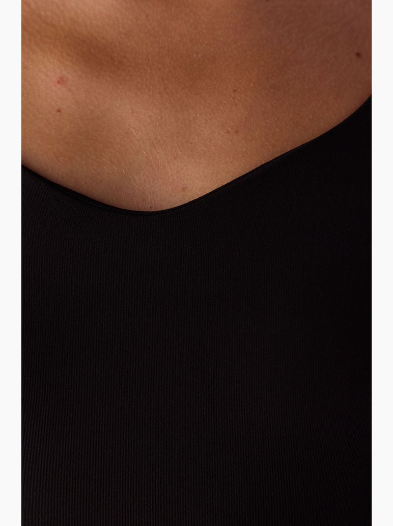 Body à encolure cœur et manches longues penti Noir - Kiabi