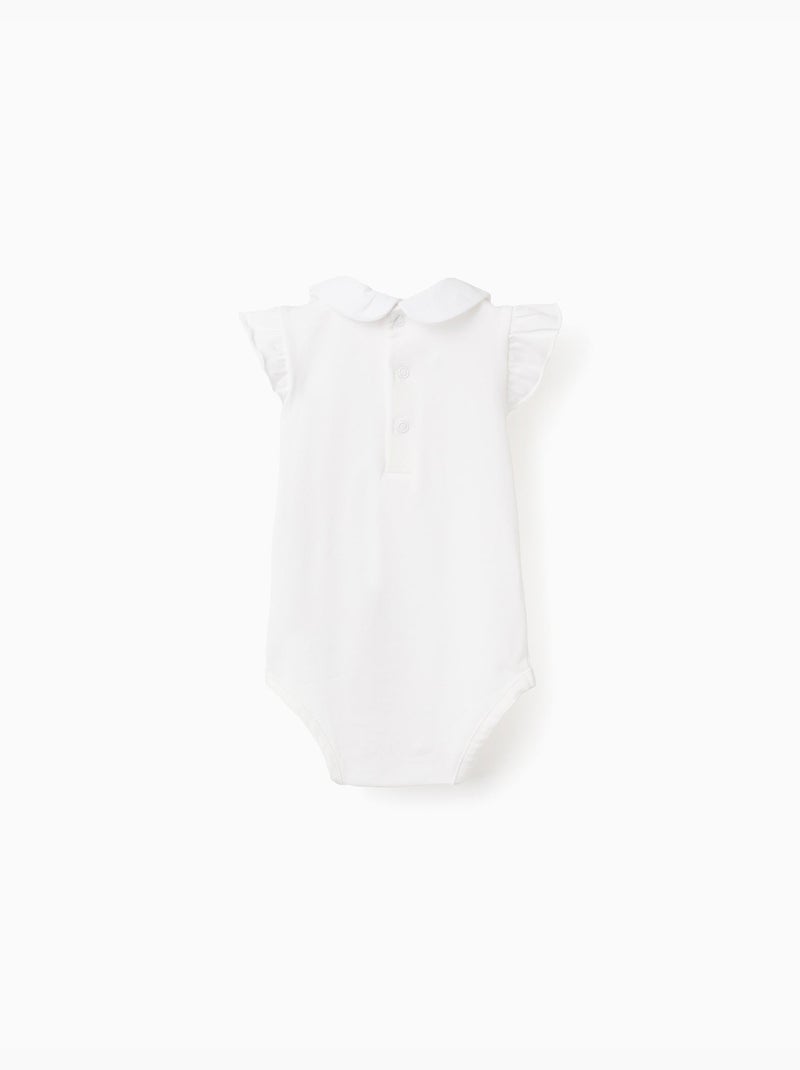 Body à manches courtes avec col brodé Blanc - Kiabi