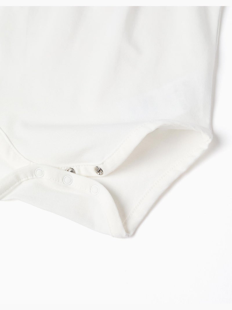 Body à manches courtes avec col brodé Blanc - Kiabi