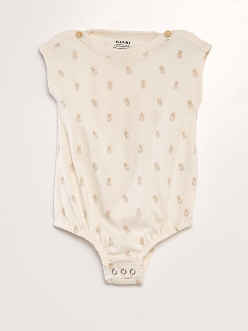 Body à manches courtes boutonnées Beige ananas - Kiabi