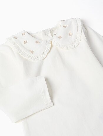 Body à Manches Longues avec Col à Volants