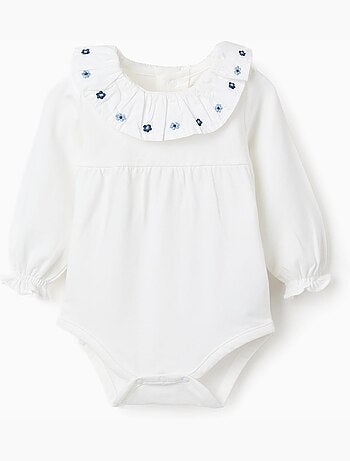 Body à manches longues avec fleurs brodées