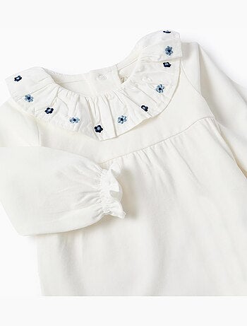 Body à manches longues avec fleurs brodées