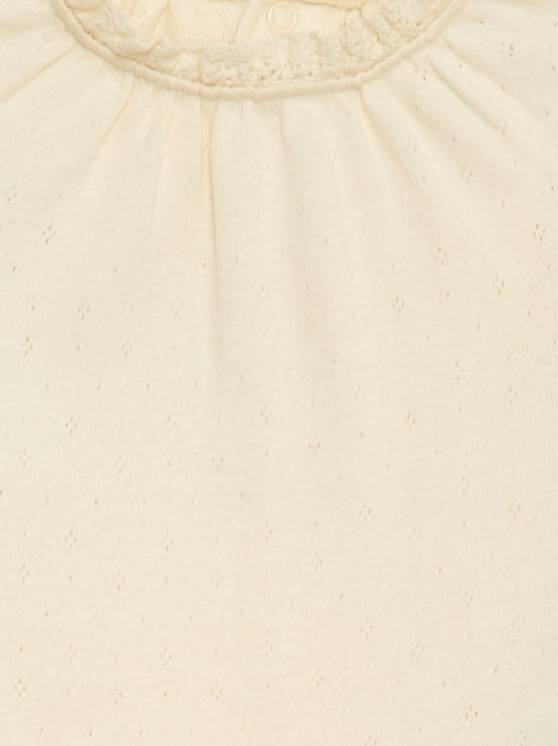 Body à manches longues en maille pointelle Blanc - Kiabi