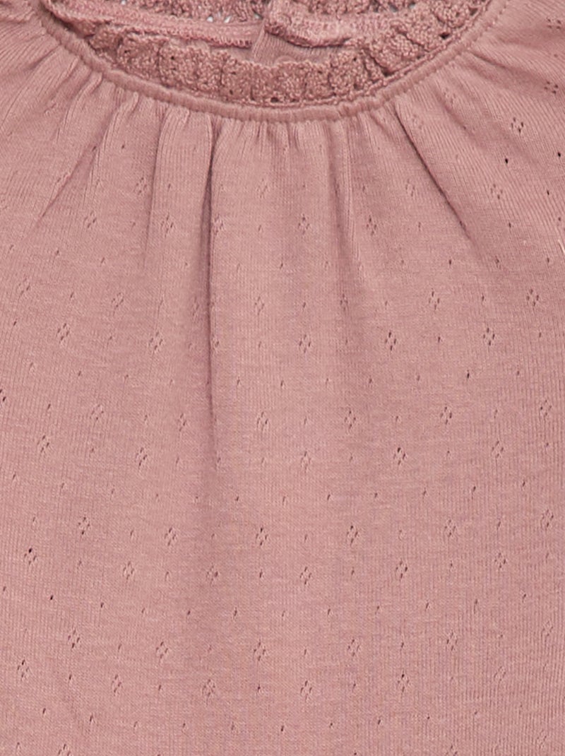 Body à manches longues en maille pointelle Rose - Kiabi